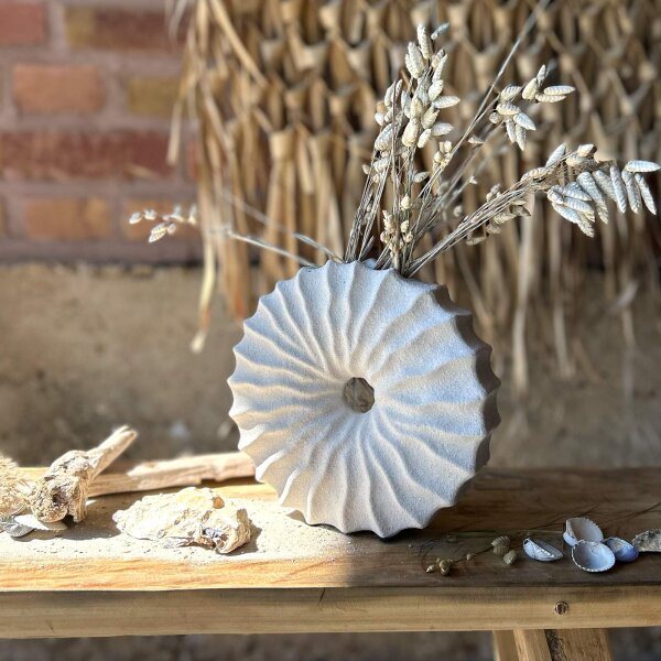 Vase Muscheloptik weiß