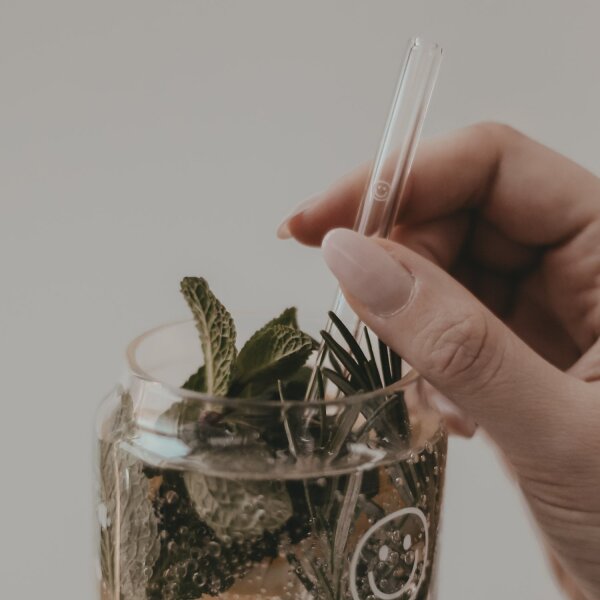 Strohhalme Smiley aus Glas 20cm 4er Set von Eulenschnitt