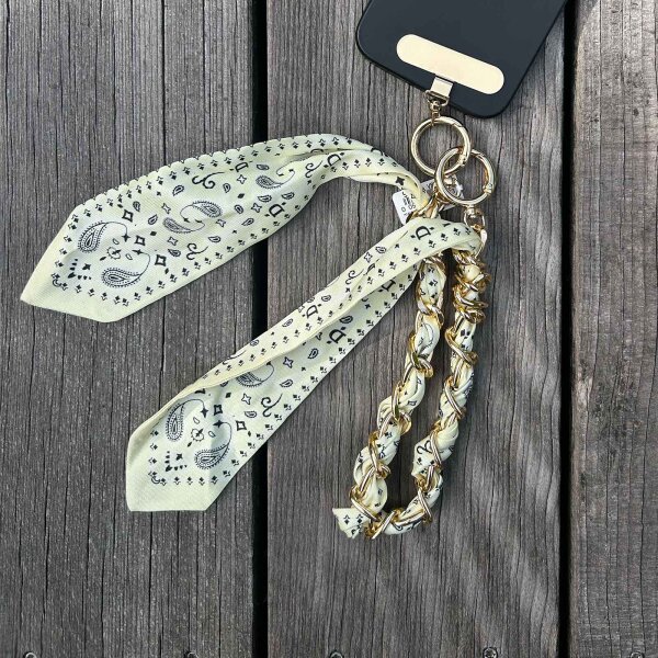 Handykette mit Satinband kurz "buttergelb"