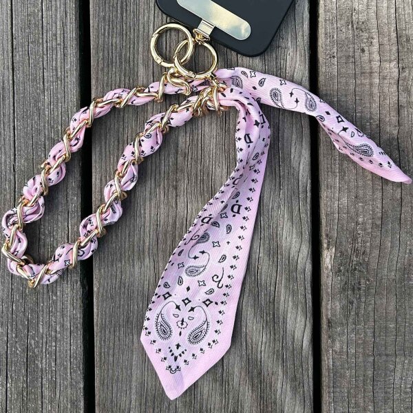 Handykette mit Satinband kurz "rosa"