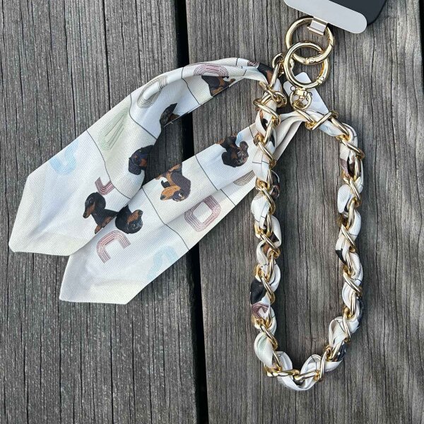 Handykette mit Satinband kurz "Dackel"