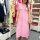 Maxi-Musselinkleid mit Volant "Leo rosa" One Size