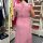 Maxi-Musselinkleid mit Volant "Leo rosa" One Size