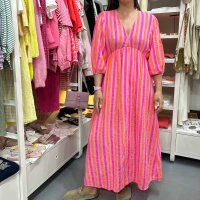 Maxi-Musselinkleid "Blockstreifen Neon" One Size
