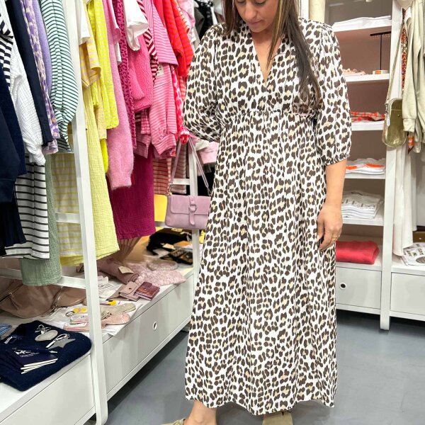 Maxi-Musselinkleid "Leo beige-braun-weiß" One Size