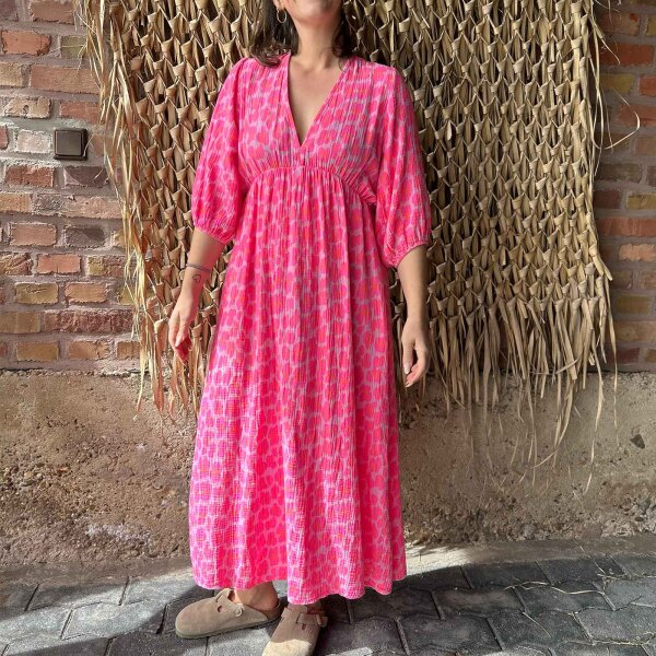 Maxi-Musselinkleid "Leo neonpink-rosa-neonorange" One Size