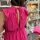 Maxi-Musselinkleid mit Volant "feiner Streifen pink-rot" One Size