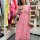 Maxi-Musselinkleid mit Volant "feiner Streifen rosa-neonorange" One Size