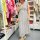 Maxi-Musselinkleid mit Volant "feiner Streifen beige-schwarz" One Size