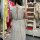 Maxi-Musselinkleid mit Volant "feiner Streifen beige-taupe" One Size