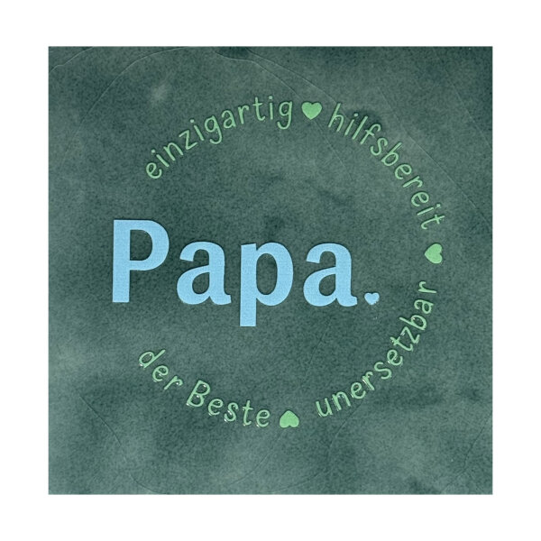 Bunte Fliese "Papa einzigartig hilfsbereit...seegrün/warmblau" von Yett