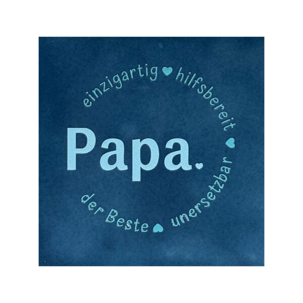 Bunte Fliese "Papa einzigartig hilfsbereit...dunkelblau/warmblau" von Yett