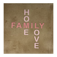 Bunte Fliese "home family love" von Yett