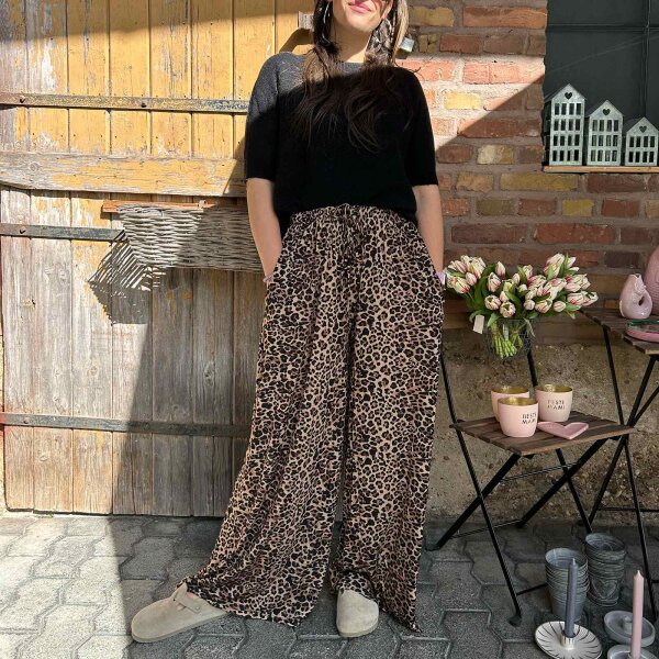 Leohose Wide Leg braun-schwarz One Size