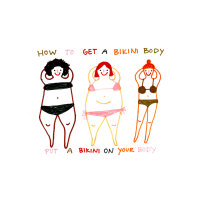 Postkarte "How to get a Bikinibody" von Slinga...