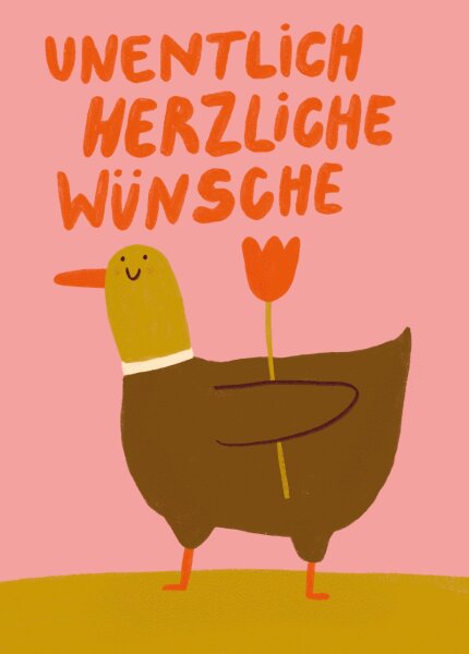Postkarte "Unentlich Herzliche Wünsche" von Slinga Illustration
