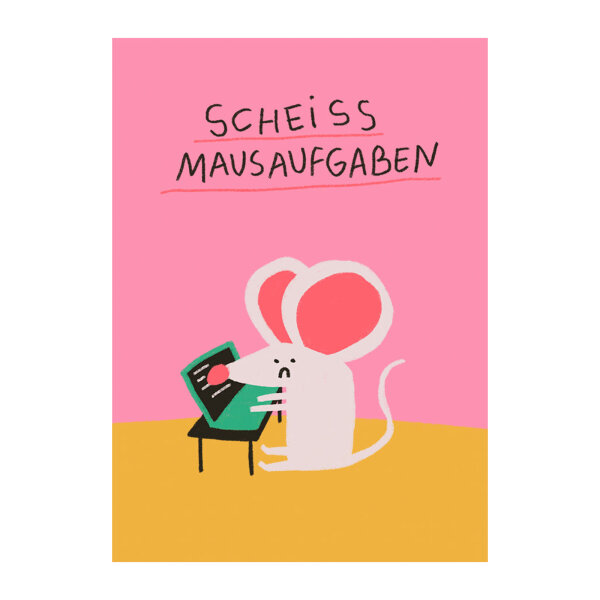 Postkarte "Scheiss Mausaufgaben" von Slinga Illustration