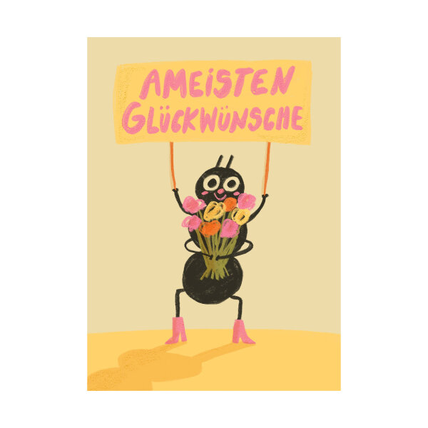 Postkarte "Ameisten Glückwünsche" von Slinga Illustration