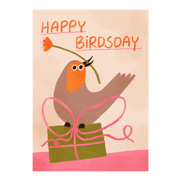 Postkarte "Happy Birdsday" von Slinga Illustration