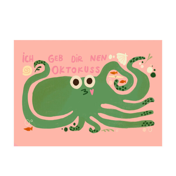 Postkarte "Ich geb dir nen Oktokuss" von Slinga Illustration