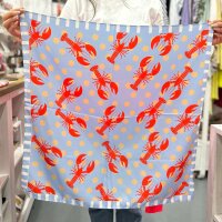 Großes Viskosetuch "Lobster blau-orange