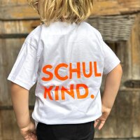 Kinder-T-Shirt "Smiley-Schulkind" neonorange von Mellow Words