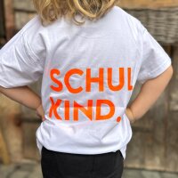 Kinder-T-Shirt "Smiley-Schulkind" neonorange von Mellow Words
