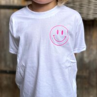 Kinder-T-Shirt "Smiley-Schulkind" neonpink von Mellow Words