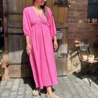 Maxi-Musselinkleid "Streifen rosa-neonpink" One...