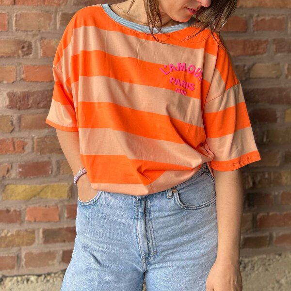 T-Shirt "LAmour" apricot-neonorange