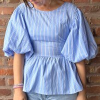 Baumwollbluse mit Puffärmeln "Nadelstreifen"