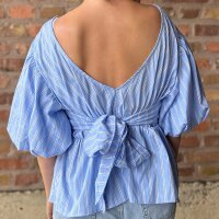 Baumwollbluse mit Puffärmeln "Nadelstreifen"