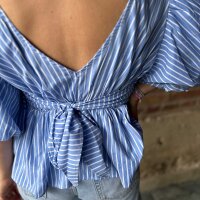 Baumwollbluse mit Puffärmeln "Streifen...
