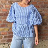 Baumwollbluse mit Puffärmeln "Streifen...