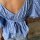Baumwollbluse mit Puffärmeln "Streifen blau-weiß"
