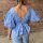 Baumwollbluse mit Puffärmeln "Streifen blau-weiß"