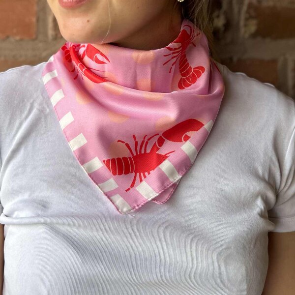 Großes Viskosetuch "Lobster pink-rot"