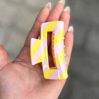 Haarklammer gestreift "buttergelb-rosa" groß