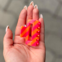 Haarklammer gestreift "neonpink-neonorange" mittel