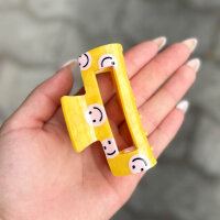 Haarklammer Smiley gelb-rosa groß