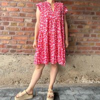 Musselinkleid mit Volant "Leo pink- orange" One...