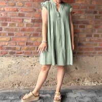 Musselinkleid mit Volant kurz "salbei" One Size