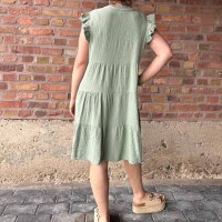 Musselinkleid mit Volant kurz "salbei" One Size