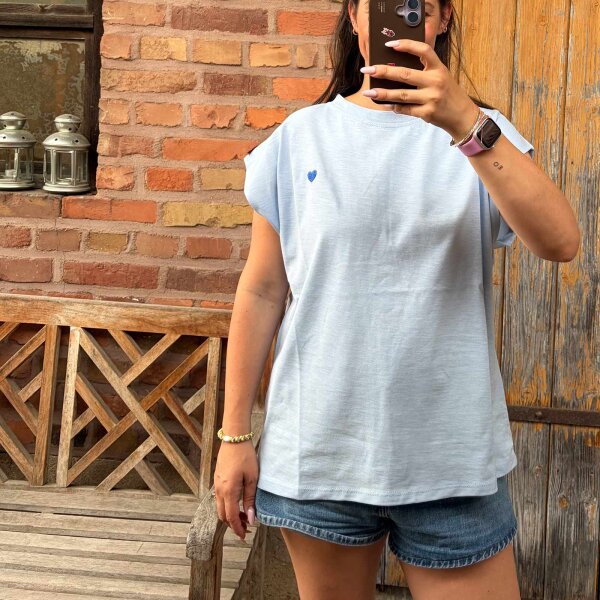 T-Shirt "Sanna" mit Herz blau