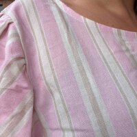Bluse mit Puffärmeln Leinenoptik "rosa"