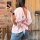 Bluse mit Puffärmeln Leinenoptik "rosa"