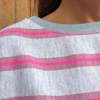 T-Shirt mit Doppelstreifen "grau/rosa/neonpink"