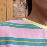T-Shirt mit Doppelstreifen "rosa/grün/gelb"