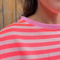 Sweat-T-Shirt Streifen "Juna" beige/neoncoral/lila