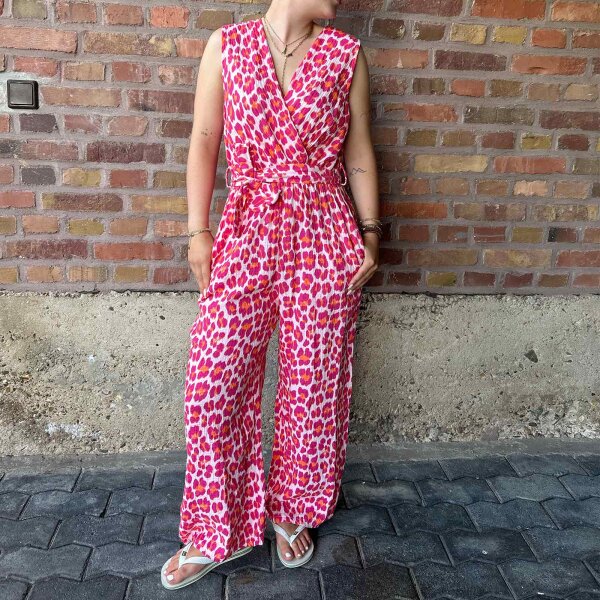 Musselin-Jumpsuit "Leo rosa-pink-orange" One Size